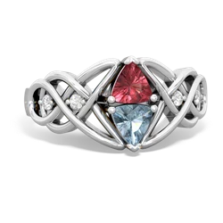 Pink Tourmaline Keepsake Celtic Knot 14K White Gold ring R5300