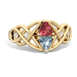 Pink Tourmaline Keepsake Celtic Knot 14K Yellow Gold ring R5300