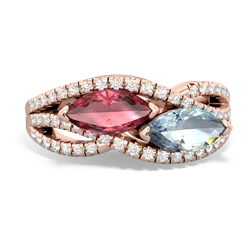 Pink Tourmaline Diamond Rivers 14K Rose Gold ring R3070