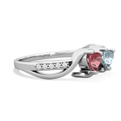 Pink Tourmaline Side By Side 14K White Gold ring R3090