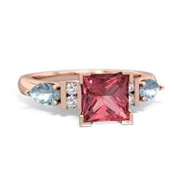 Pink Tourmaline 6Mm Princess Eternal Embrace Engagement 14K Rose Gold ring C2002