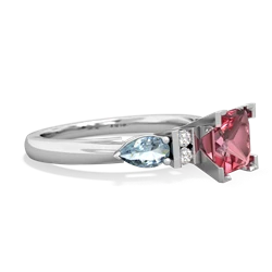 Pink Tourmaline 6Mm Princess Eternal Embrace Engagement 14K White Gold ring C2002