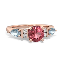 Pink Tourmaline 6Mm Round Eternal Embrace Engagement 14K Rose Gold ring R2005