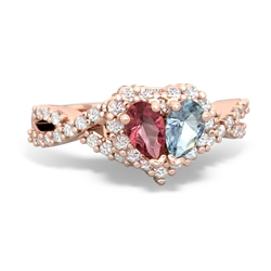 Pink Tourmaline Diamond Twist 'One Heart' 14K Rose Gold ring R2640HRT