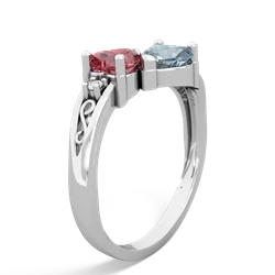 Pink Tourmaline Snuggling Hearts 14K White Gold ring R2178