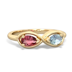 Pink Tourmaline Infinity 14K Yellow Gold ring R5050