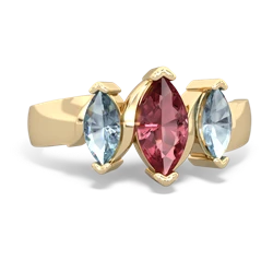 Pink Tourmaline Three Peeks 14K Yellow Gold ring R2433