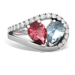 Pink Tourmaline Nestled Heart Keepsake 14K White Gold ring R5650