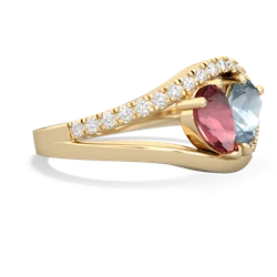 Pink Tourmaline Nestled Heart Keepsake 14K Yellow Gold ring R5650