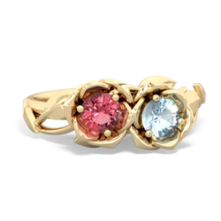 Pink Tourmaline Rose Garden 14K Yellow Gold ring R5510