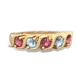 Pink Tourmaline Anniversary Band 14K Yellow Gold ring R2089