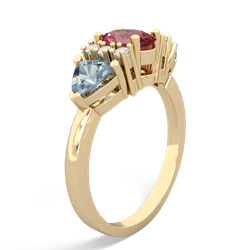 Pink Tourmaline Antique Style Three Stone 14K Yellow Gold ring R2186