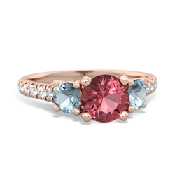 Pink Tourmaline Pave Trellis 14K Rose Gold ring R5500