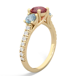 Pink Tourmaline Pave Trellis 14K Yellow Gold ring R5500