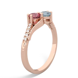 Pink Tourmaline Infinity Pave Two Stone 14K Rose Gold ring R5285