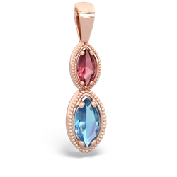 Pink Tourmaline Antique-Style Halo 14K Rose Gold pendant P5700