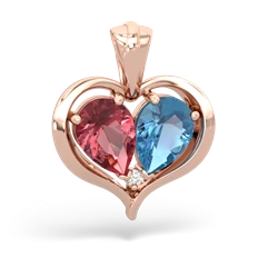 Pink Tourmaline Two Become One 14K Rose Gold pendant P5330