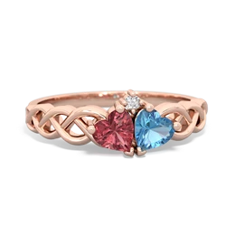 Pink Tourmaline Heart To Heart Braid 14K Rose Gold ring R5870