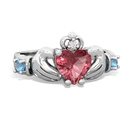 Pink Tourmaline Claddagh Keepsake 14K White Gold ring R5245