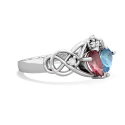 Pink Tourmaline 'One Heart' Celtic Knot Claddagh 14K White Gold ring R5322