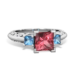 Pink Tourmaline Eternal Embrace Engagement 14K White Gold ring C2001