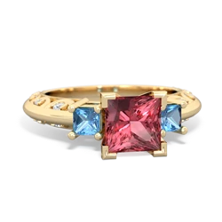 Pink Tourmaline Eternal Embrace Engagement 14K Yellow Gold ring C2001