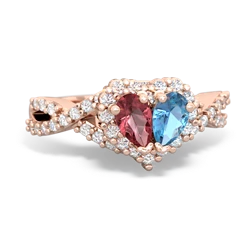 Pink Tourmaline Diamond Twist 'One Heart' 14K Rose Gold ring R2640HRT