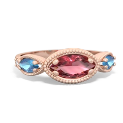 Pink Tourmaline Milgrain Marquise 14K Rose Gold ring R5700