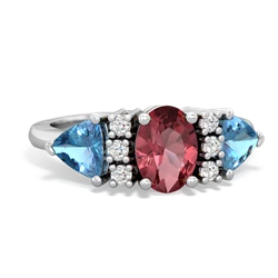 Pink Tourmaline Antique Style Three Stone 14K White Gold ring R2186