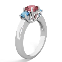 Pink Tourmaline Three Stone Round Trellis 14K White Gold ring R4018