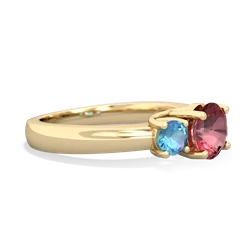 Pink Tourmaline Three Stone Round Trellis 14K Yellow Gold ring R4018