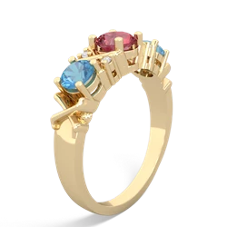 Pink Tourmaline Hugs And Kisses 14K Yellow Gold ring R5016