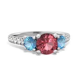 Pink Tourmaline Pave Trellis 14K White Gold ring R5500