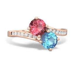 Pink Tourmaline Channel Set Two Stone 14K Rose Gold ring R5303