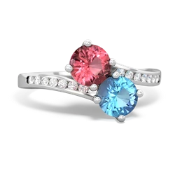 Pink Tourmaline Channel Set Two Stone 14K White Gold ring R5303