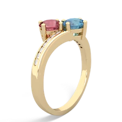 Pink Tourmaline Channel Set Two Stone 14K Yellow Gold ring R5303