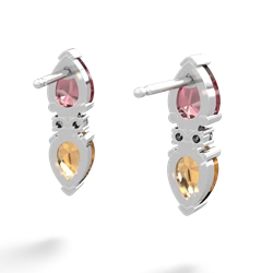 Pink Tourmaline Bowtie Drop 14K White Gold earrings E0865