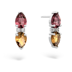 Pink Tourmaline Bowtie Drop 14K White Gold earrings E0865