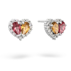 Pink Tourmaline Halo 14K White Gold earrings E7008