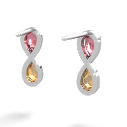 Pink Tourmaline Infinity 14K White Gold earrings E5050