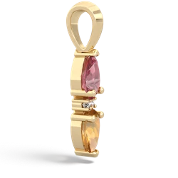 Pink Tourmaline Bowtie Drop 14K Yellow Gold pendant P0865