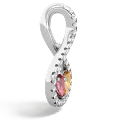 Pink Tourmaline Pave Twist 'One Heart' 14K White Gold pendant P5360