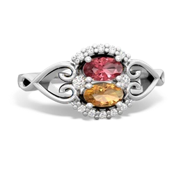 Pink Tourmaline Love Nest 14K White Gold ring R5860