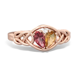 Pink Tourmaline Celtic Love Knot 14K Rose Gold ring R5420