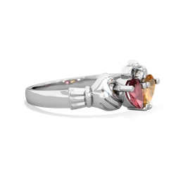 Pink Tourmaline 'Our Heart' Claddagh 14K White Gold ring R2388