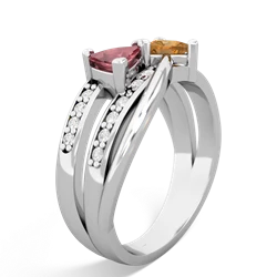 Pink Tourmaline Bowtie 14K White Gold ring R2360