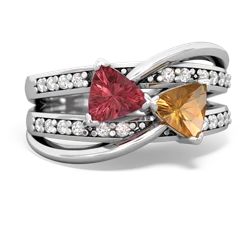 Pink Tourmaline Bowtie 14K White Gold ring R2360