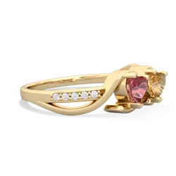 Pink Tourmaline Side By Side 14K Yellow Gold ring R3090