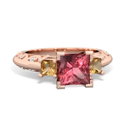 Pink Tourmaline Eternal Embrace Engagement 14K Rose Gold ring C2001