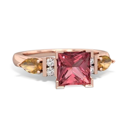 Pink Tourmaline 6Mm Princess Eternal Embrace Engagement 14K Rose Gold ring C2002